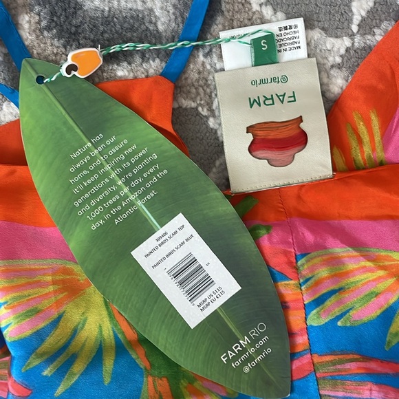 NWT FARM RIO Painted Birds Scarf Top SIZE SMALL - Picture 6 of 6